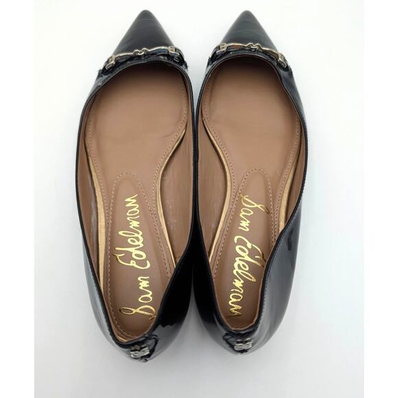 Sam Edelman Nori Pointed Toe Ballet Flat Women's Leather Black Size US7M EU37 - Picture 5 of 11
